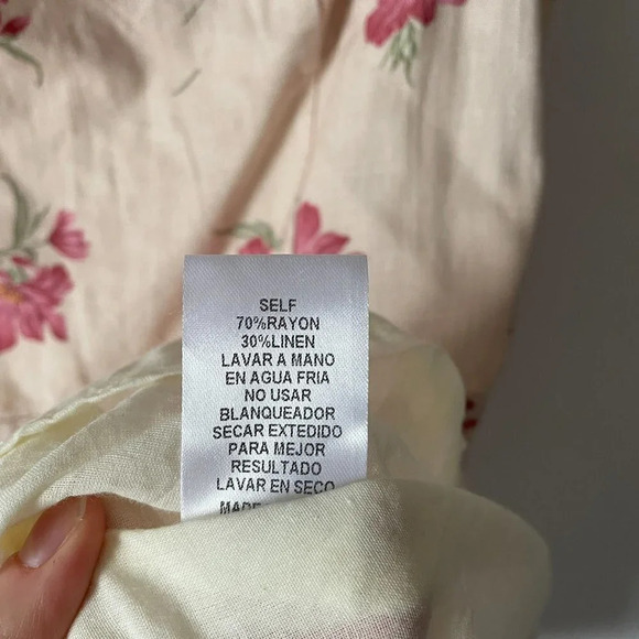 Storia Spring Fling Floral Ruffle Mini Dress Linen Rayon Size Medium - Picture 9 of 9